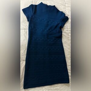 Vintage Dalton navy blue funky patterned retro 70s 60s midi dress 💙